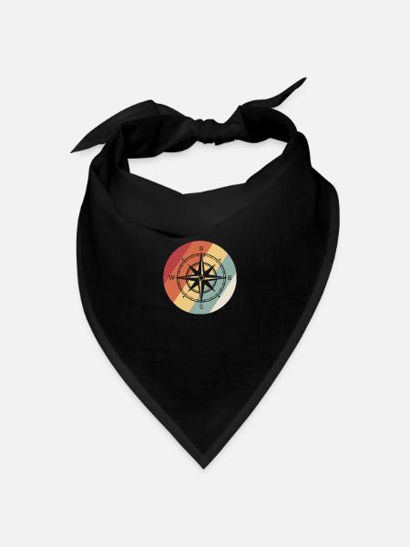 kompass retro kreis - Bandana Dreieckstuch - Schwarz