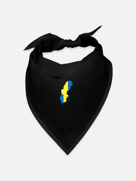 Flagge von Schweden und Karte von Schweden - Bandana Dreieckstuch - Schwarz