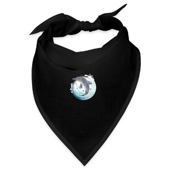 Tauch Dive Dolphin - Delfin - Bandana Dreieckstuch - Schwarz - Vorne