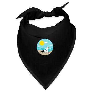 Möwe am Meer - Bandana Dreieckstuch - Schwarz - Vorne