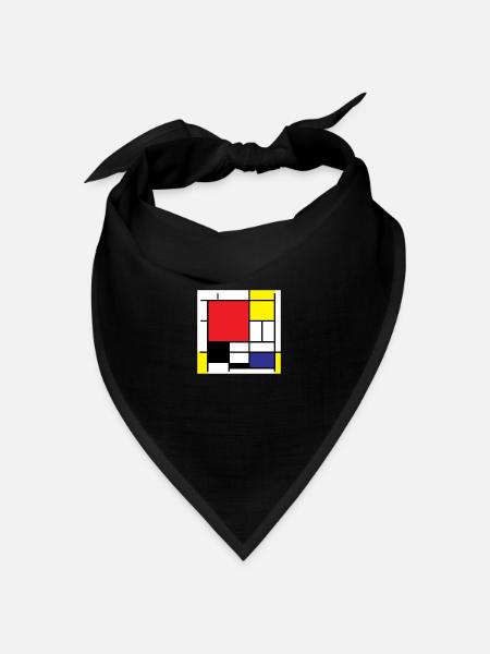 Symbol Piet Mondrian Moderne Kunst Geschenkidee - Bandana Dreieckstuch - Schwarz