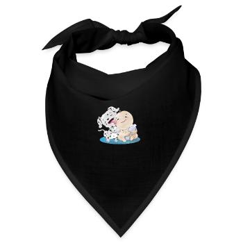 Dalmatiner mit Baby - Bandana Dreieckstuch - Schwarz - Vorne