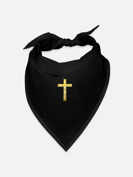Goldenes Kreuz Christentum Jesus Christus Kirche - Bandana Dreieckstuch - Schwarz