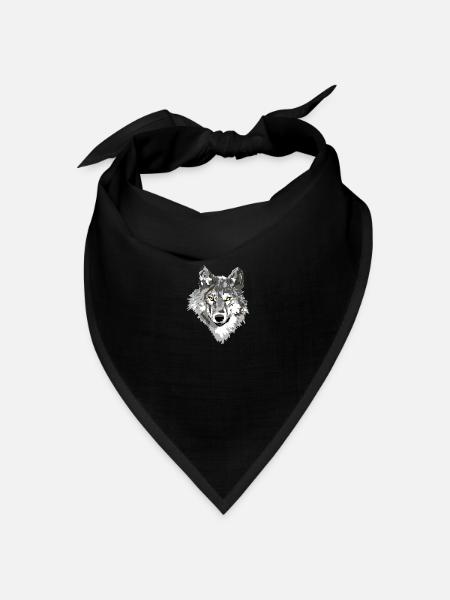 Wolf dark - Bandana Dreieckstuch - Schwarz