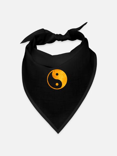 Gold Yin Yang, Yin Yang Symbol, Yin Yang Taoismus - Bandana Dreieckstuch - Schwarz