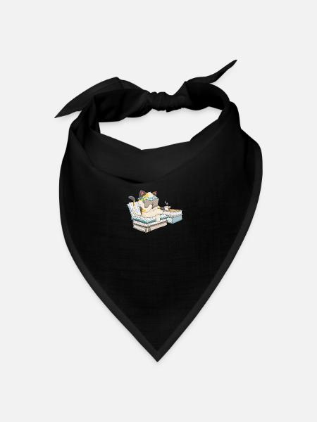 Kawaii Katzen Buch Cat Buch Books Buchliebhaber - Bandana Dreieckstuch - Schwarz