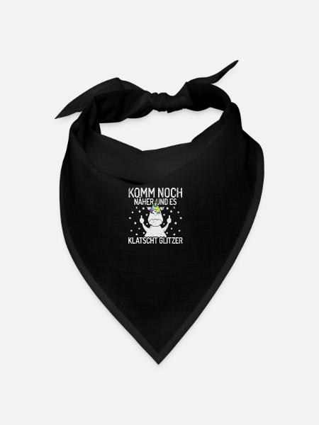 Mittelfinger Einhorn Sprüche Regenbogen - Bandana Dreieckstuch - Schwarz