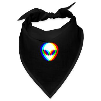 Alien Head Trippy Techno DJ Raver Glitch - Bandana Dreieckstuch - Schwarz - Vorne
