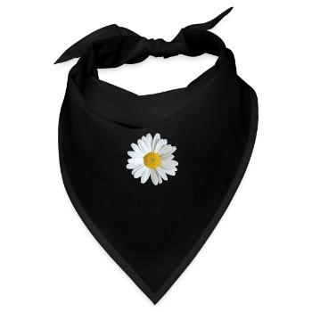 Weiße Margeriten Blüte - Bandana Dreieckstuch - Schwarz - Vorne