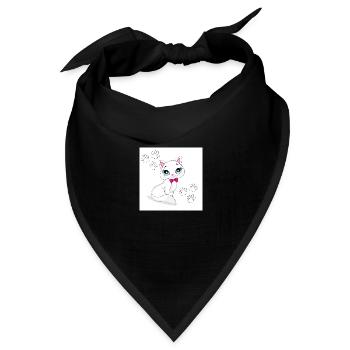 Katze - Bandana Dreieckstuch - Schwarz - Vorne