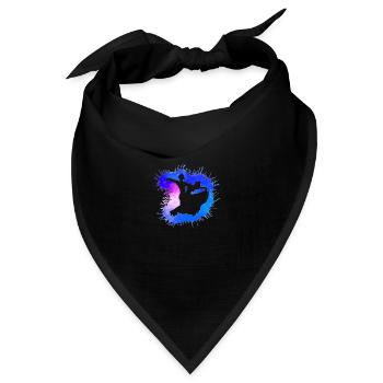 Standard Tanzpaar Aquarell Farbverlauf neon blau - Bandana Dreieckstuch - Schwarz - Vorne