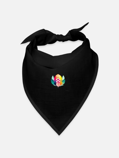 Bunte Lotusblüte - Bandana Dreieckstuch - Schwarz