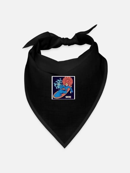 Mädchen auf Surfboard Jugendstil - Bandana Dreieckstuch - Schwarz