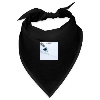 Skifahrer in tiefem Pulverschnee - Bandana Dreieckstuch - Schwarz - Vorne