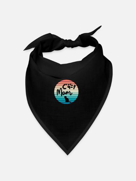 Cat Mom Retro - Bandana Dreieckstuch - Schwarz