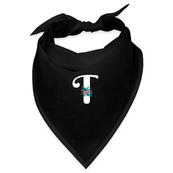 Buchstabe T geblümt - Bandana Dreieckstuch - Schwarz - Vorne