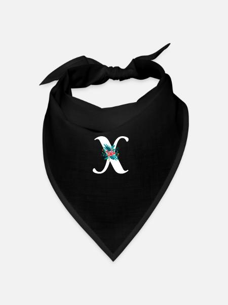 Buchstabe X geblümt - Bandana Dreieckstuch - Schwarz