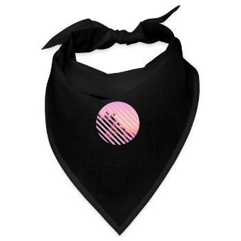 T-Shirt Urlaub Strand Palmen Ferien Sommer Sonne - Bandana Dreieckstuch - Schwarz - Vorne