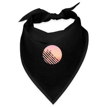 T-Shirt Urlaub Strand Palmen Ferien Sommer Sonne - Bandana Dreieckstuch - Schwarz - Vorne