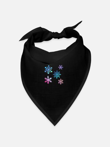 Bunte Schneeflocken - Bandana Dreieckstuch - Schwarz