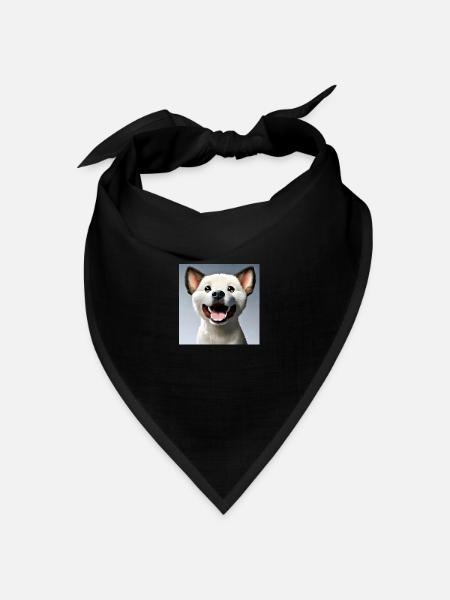 weisser Hund anime style - Bandana Dreieckstuch - Schwarz