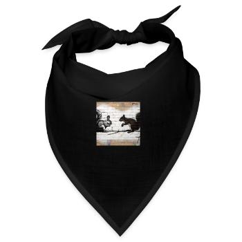 Hase vs Hörnchen - Bandana Dreieckstuch - Schwarz - Vorne