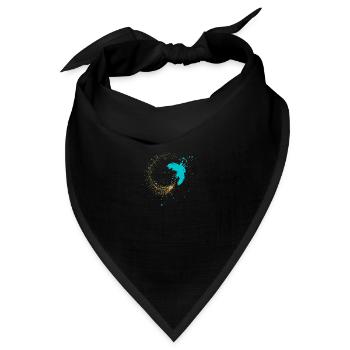 Kunstdruck - Malerei / Nachthimmel türkis gold - Bandana Dreieckstuch - Schwarz - Vorne
