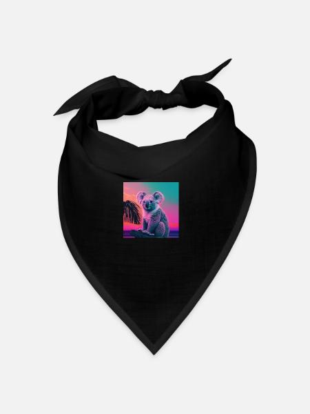 KOALA VAPORWAVE, moderne Kunst, Neon Farben - Bandana Dreieckstuch - Schwarz