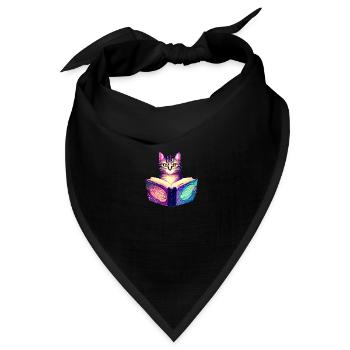 Bücher Kater Lesen Hauskatze Katze Buch Kätzchen - Bandana Dreieckstuch - Schwarz - Vorne
