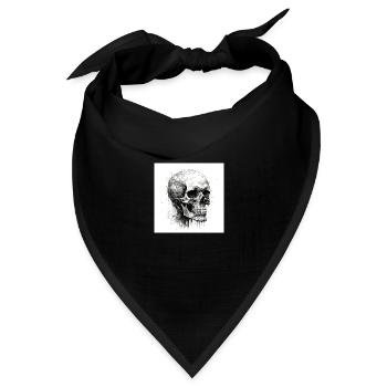 Gruseliger Totenkopf Schädel im Goth- und Emo-Stil - Bandana Dreieckstuch - Schwarz - Vorne