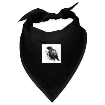 Schwarze Krähe - düstere Illustration - Bandana Dreieckstuch - Schwarz - Vorne