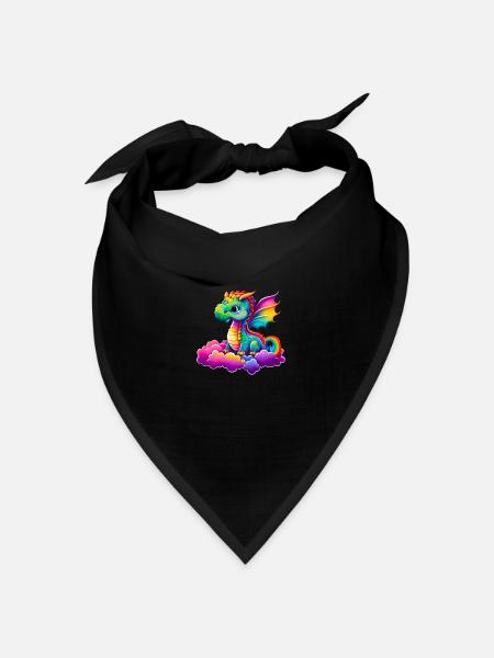 Süßer kleiner Drache - Bandana Dreieckstuch - Schwarz