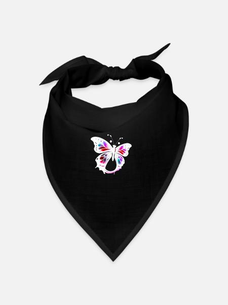 Mehrfarbiger Schmetterling - Bandana Dreieckstuch - Schwarz