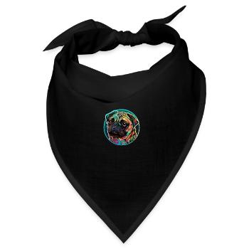 Mops in einem Meer aus Farben - Bandana Dreieckstuch - Schwarz - Vorne