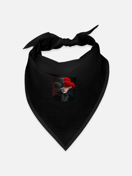 Bollenhut Lady Schwarz - Rot - Bandana Dreieckstuch - Schwarz