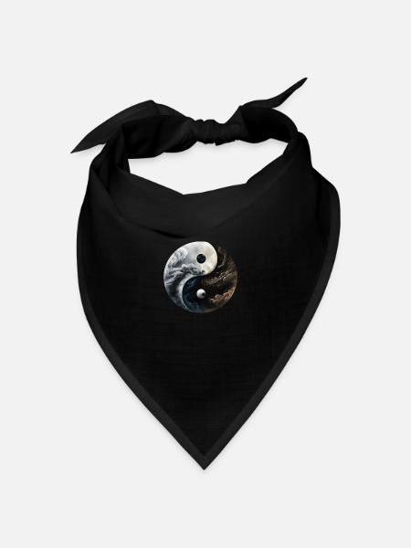 Ying Yang Motiv - Bandana Dreieckstuch - Schwarz