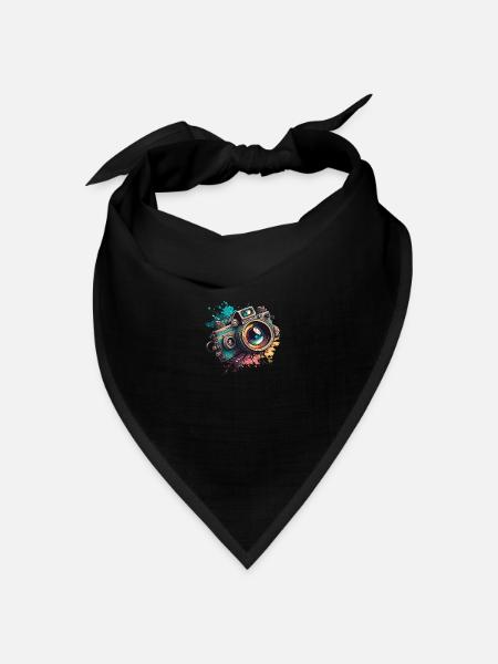 Kamera Motiv - Bandana Dreieckstuch - Schwarz