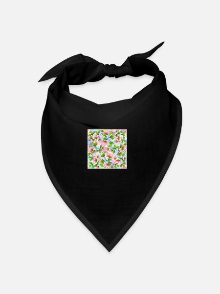 Blumen - Bandana Dreieckstuch - Schwarz