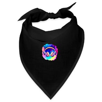 Kopfhörer Gesang Sänger Musik hören Musiker Gamer - Bandana Dreieckstuch - Schwarz - Vorne