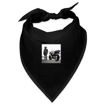 Motorrad Bleistiftzeichnung - Bandana Dreieckstuch - Schwarz - Vorne