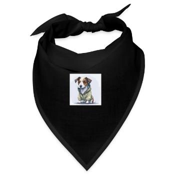 Jack Russel Terrier im Hoodie. - Bandana Dreieckstuch - Schwarz - Vorne