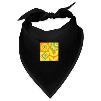 Bauhaus Design Retro Stil, orange, gelb, oberedel - Bandana Dreieckstuch - Schwarz - Vorne