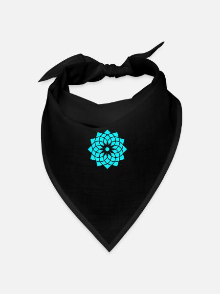 heilige geometrie yoga lebensblume neon blau - Bandana Dreieckstuch - Schwarz