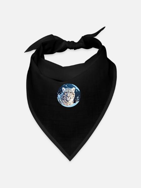 Schneeleopard - Bandana Dreieckstuch - Schwarz