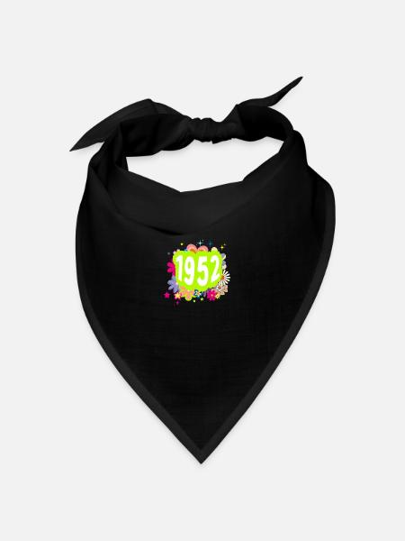 Jahr 1952 Jubiläum Groovy blumig - Bandana Dreieckstuch - Schwarz
