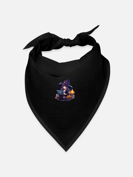 "Witchy Magic: Adorable Cartoon Craving" - Bandana Dreieckstuch - Schwarz