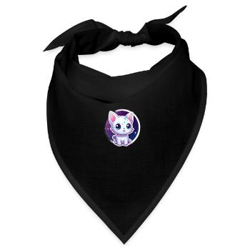 cute cartoonish kitty floating in space - Bandana Dreieckstuch - Schwarz - Vorne