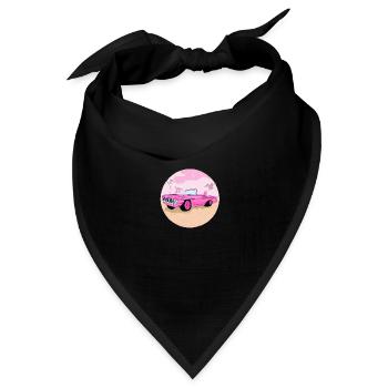 Pinker Sportwagen in der Wüste - Bandana Dreieckstuch - Schwarz - Vorne