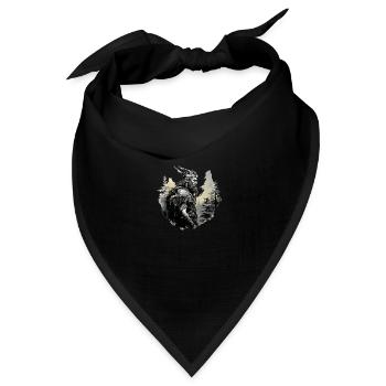 Wikinger schaut in einem Wald in die Ferne - Bandana Dreieckstuch - Schwarz - Vorne