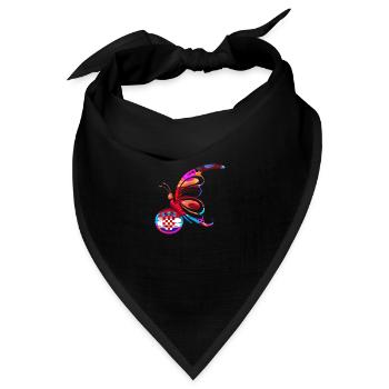 Schmetterling Natur Bunte Flagge Regenbogen Kroatien HRV - Bandana Dreieckstuch - Schwarz - Vorne